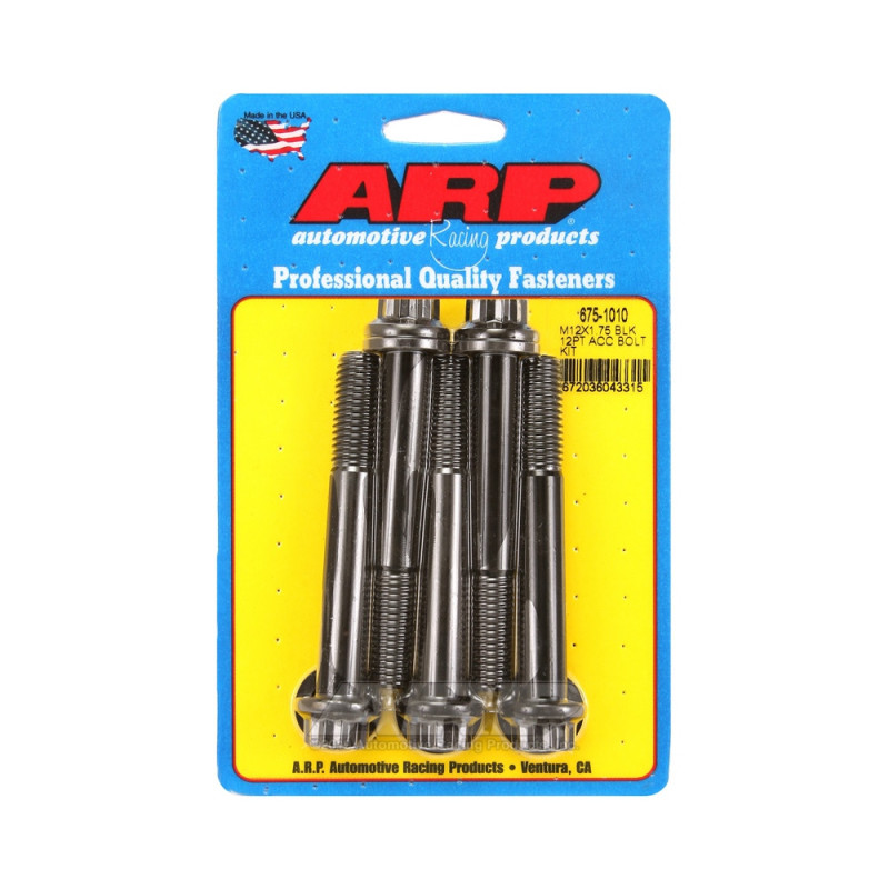 Set de șuruburi și piulițe universale ARP M12 x 1,75 – Oxid negru, 12 capete, x5 - ARP-675-1010 - 675-1010 - 3666618197081
